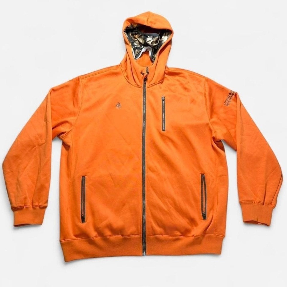 Legendary Whitetails Hunter Orange Camo Face mask Full Zip Hoodie Size 3XL